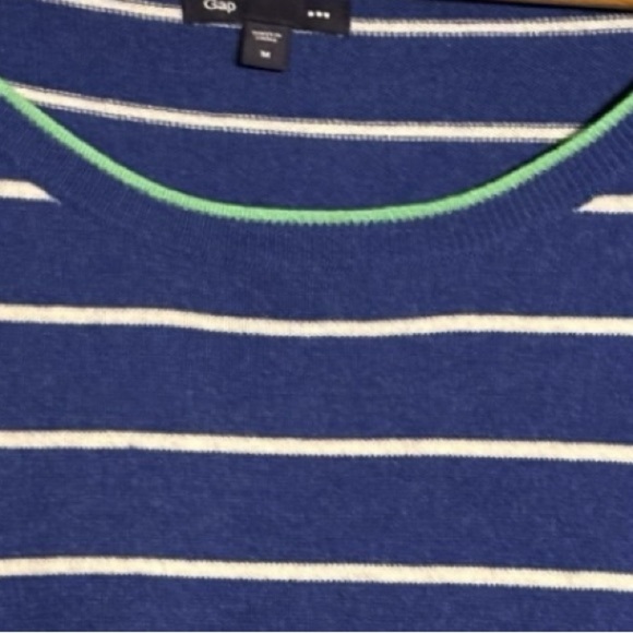 Gap Blue & White Striped Sweater Size Medium Round Neck Long Sleeve Sweater - Picture 4 of 8